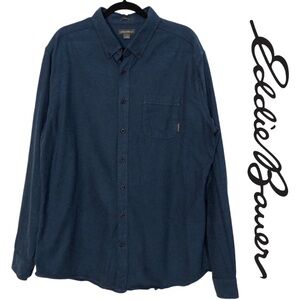 Eddie Bauer Blue Eddie's Favorite Flannel Classic Fit Cotton Button Down Shirt